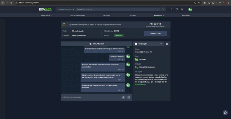 Consumidor Questiona Falta de Clareza em Venda de Conta Steam na Plataforma Difmark